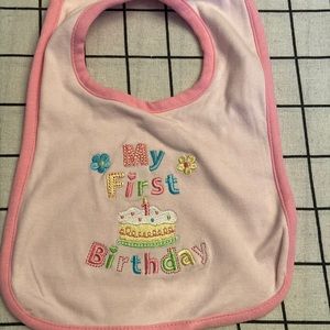 My First Birthday baby girl bib